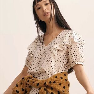 Madewell 100% Handwashable Silk Blouse Polka Dot